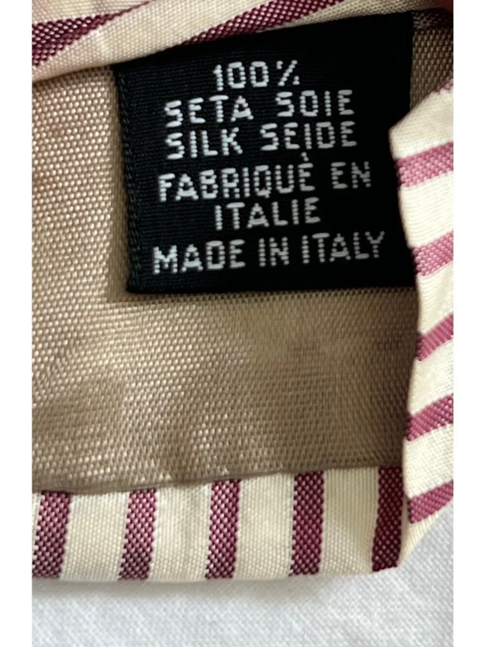 Boss Hugo Boss Ivory Cream & Purple Striped 100% Silk Tie Textured Italy
